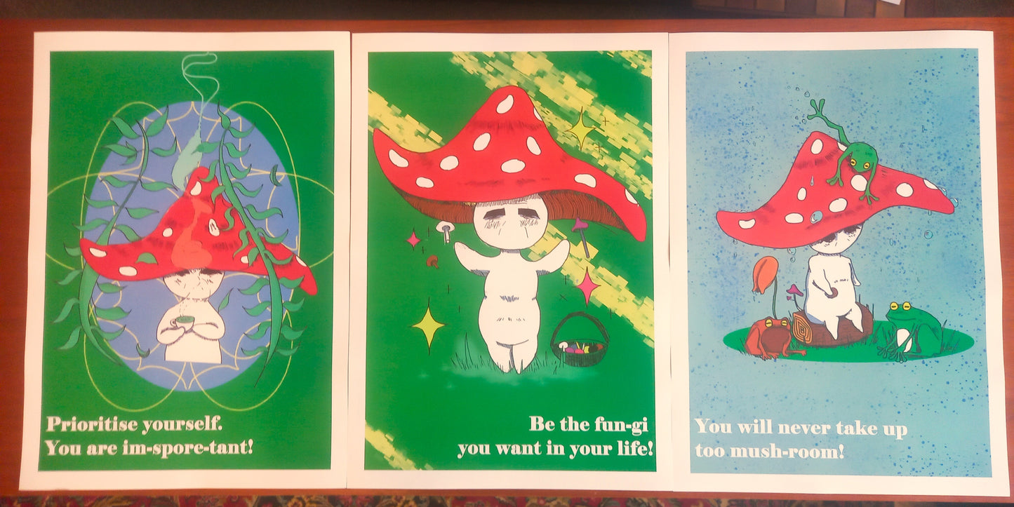 Handmade Glossy Motivational Poster 'Shroom Curator'