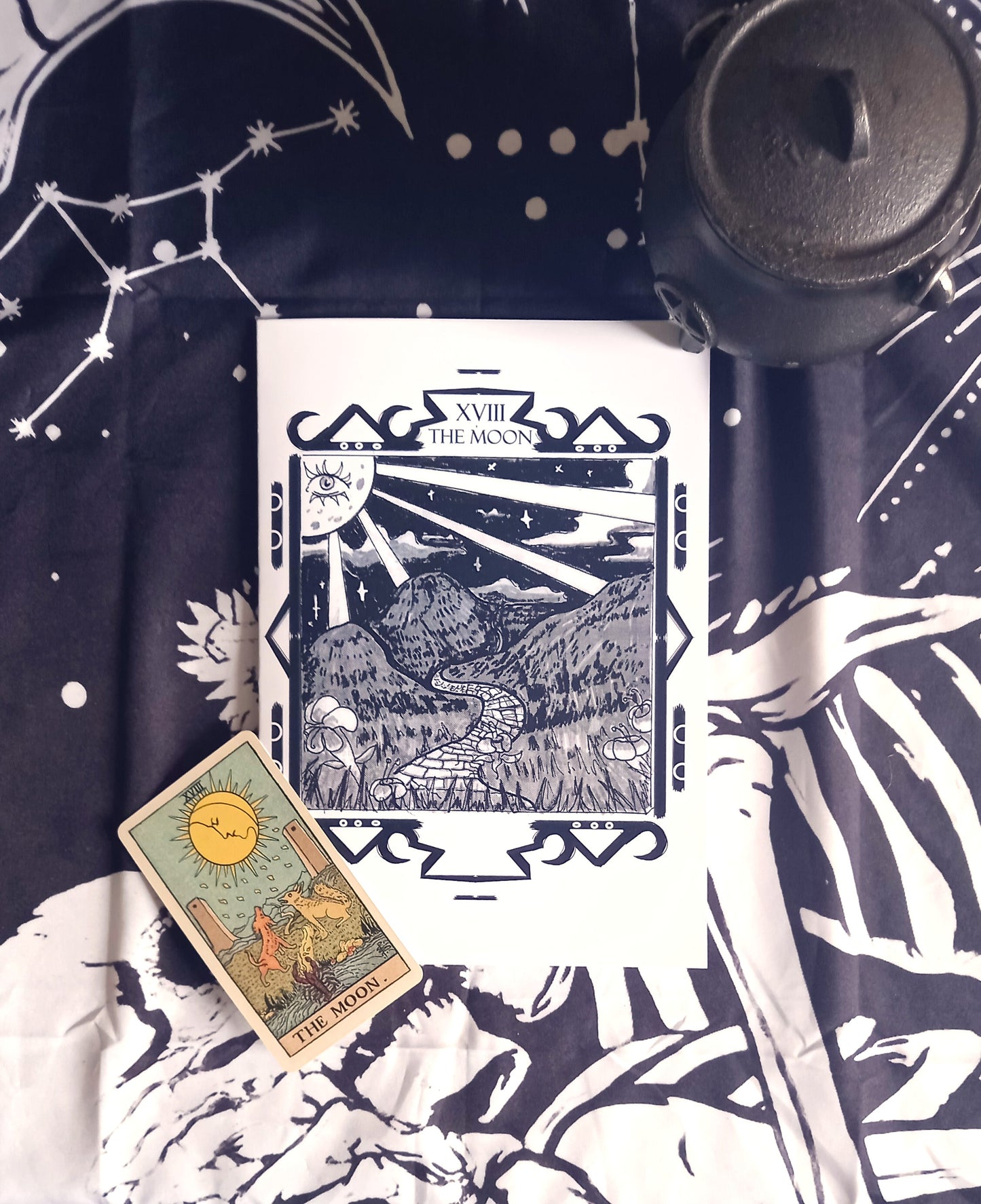 Handmade Tarot-Inspired Card (The Moon)