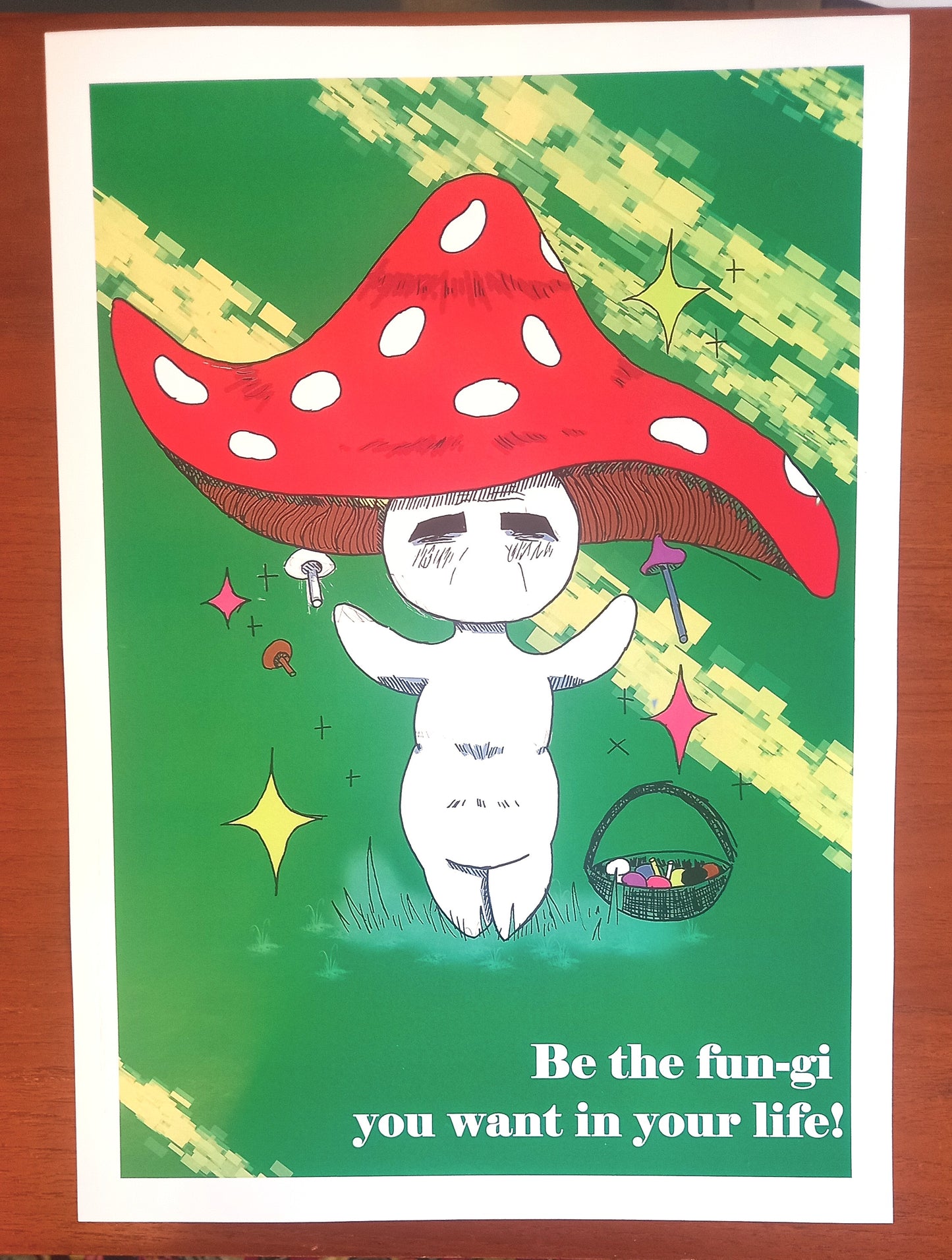 Handmade Glossy Motivational Poster 'Shroom Curator'
