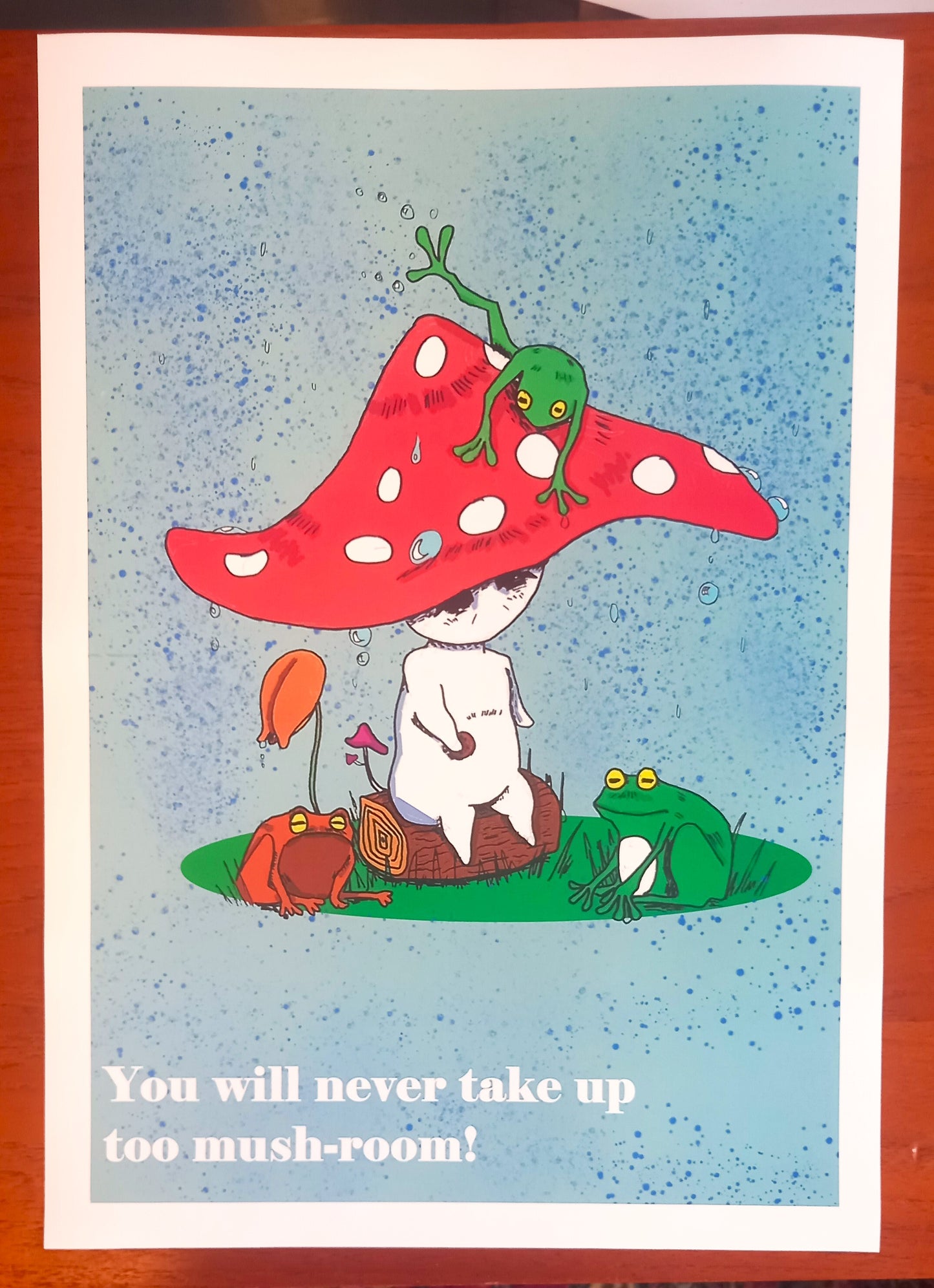 Handmade Glossy Motivational Poster 'Sitting in the Rain'